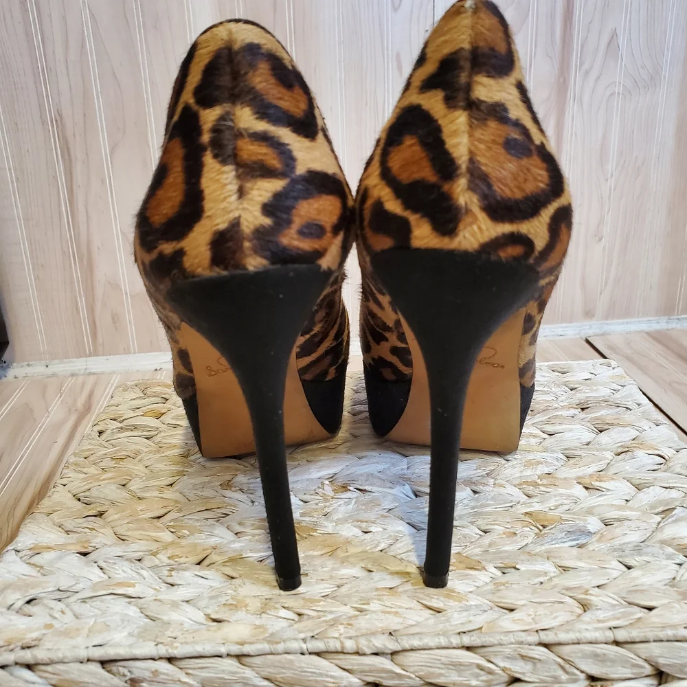 Sam Edelman Niland Cheetah Mob Wife Platform Stiletto Pumps 7.5M 90s Revival